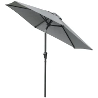 Outsunny Garten Sonnenschirm Hexagonal neigbar dim. Ø 2,3 x 2,16H m Metall Polyester grau(m-1)