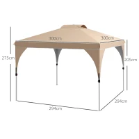 Outsunny Pavillon Gartenpavillon Pop-Up, faltbar 3 x 3 m mit Rolltasche, höhenverstellbar(m-3)