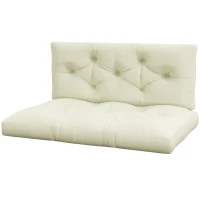 Outsunny Set aus 2 Sitz- und Rückenkissen für Gartenbank, Sitzbank, Palette 2 Plätze Abm. 120L x 80B x 12H cm Polyester Creme(m-1)