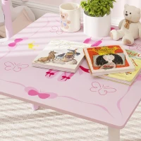 AIYAPLAY Mesa e Cadeiras para Crianças Conjunto de 3 Peças com Mesa Cadeiras Infantil Estilo Princesa pRosa e Branco(m-9)