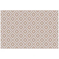 Outsunny Garten Teppich Grafisches Design - Reversible Doppelmuster - Maße 2,74L x 1,82B m - Hochdichtepolypropylen 310 g/m² Weiß Beige(m-6)