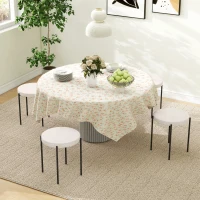 HOMCOM Set de 4 tabourets de cuisine, empilables, finition velours, jusqu'à 100kg, cadre métallique, 41,5 x 41,5 x 46 cm, Crème(m-2)