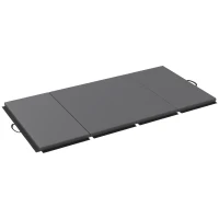 HOMCOM Gymnastikmatte Yoga Pilates Fitness faltbar in 4 mit Griffen synthetischer Bezug 240 x 120 x 5 cm Grau(m-1)