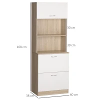 HOMCOM Küchenbuffet Küchenschrank Mehrzweckschrank 2 Schubladen 1 Schrank + große Arbeitsplatte 60 x 38 x 168 cm MDF weiß(m-3)