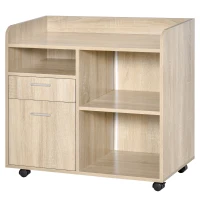 Vinsetto Druckerständer - Rollender Büroorganisator - Maße 80l x 40B x 72H cm aus hellem Eichenholz(m-1)