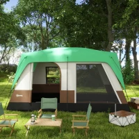 Outsunny Tente de camping pour 7-8 personnes, fenêtre en filet, avec sac de transport, 4,90 x 3,05 x 2,25 m, Vert(m-5)
