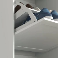 HOMCOM Schuhschrank im skandinavischen Stil 3 Klappentüren 18 Paar Schuhe 60 x 23,5 x 115 cm Weiß Holzoptik(m-5)