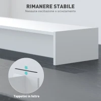 HOMCOM Supporto per Monitor con 2 Vani Contenitore in Legno, 100x27x15 cm, Bianco(m-7)