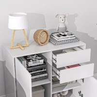 HOMCOM Kommode Sideboard Aufbewahrungsschrank 2 Schubladen 2 Türen mit Regal 79 x 36 x 74 cm Glänzendes Weiß(m-4)