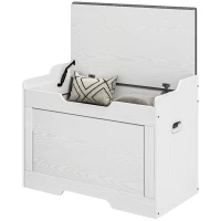 HOMCOM Coffre de Rangement 103 Litres, Banc-Coffre avec Charnière de Sécurité, Coussin d'Assise, pour différentes pièces, Blanc(m-6)