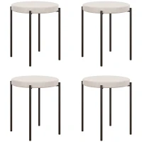 HOMCOM Set de 4 tabourets de cuisine, empilables, finition velours, jusqu'à 100kg, cadre métallique, 41,5 x 41,5 x 46 cm, Crème(m-6)