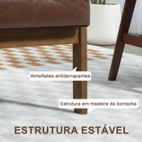 HOMCOM Sofá de 2 Lugares Estofado em Couro PU com Apoio para os Braços de Madeira para Sala de Estar Dormitório115x70x81 cm Marrom(m-5)