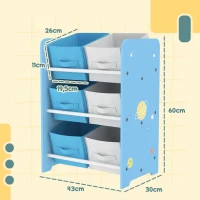 AIYAPLAY Estante para Brinquedos com 6 Caixas de Tecido não Tecido Amovíveis Organizador de Brinquedos para 43x30x60 cm Azul(m-3)