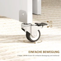 HOMCOM Inklapbare Eettafel voor 2-4 Personen, Opvouwbare Keukentafel met Opbergruimte, Uitschuifbare Tafel op Wielen, Wit(m-6)