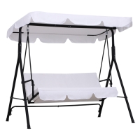 Outsunny Garten Hollywoodschaukel 3 Personen Verstellbares Dachkissen Sitzkissen und Rückenlehne 1,72L x 1,1B x 1,53H m Stahl Schwarz Polyester Weiß