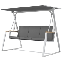 Outsunny Terrassenschaukel für 3 Personen mit verstellbarem Sonnendach inkl. Matratze Gesamtmaße 205L x 130B x 175H cm Dunkelgrau