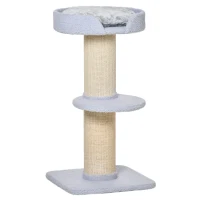 PawHut Arbre à chat petit 91 cm Arbre à chat avec lit pour chats, arbre à gratter de jeu avec plateforme pour chats jusqu'à 5 kg Sisal Laine d'agneau Bleu clair(m-6)