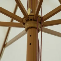 Outsunny Parasol Sonnenschirm rund groß Ø 3 m Bambusholz beige für den Garten(m-5)