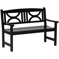 Outsunny Gartenbank 2 Sitzer Sitzbank Garten Terrasse Patio hohe Rückenlehne Latten Sitzfläche bequeme Armlehnen Pappelholz 123 x 61 x 89,5 cm schwarz(m-6)