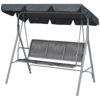 Outsunny Gartenliege 3 Personen Hochkomfortables wasserdichtes verstellbares Dach Ergonomische Sitz- und Rückenlehne Stahl Textilene Grau