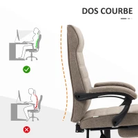 Vinsetto Drehbarer, neigbarer Bürostuhl in Leinenoptik mit Armlehnen, höhenverstellbar, braun(m-4)