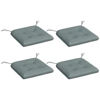 Outsunny Set mit 4 Gartenstuhlkissen gesteppt Füllung 4 cm Polyesterbezug dim. 43L x 41B cm Grau(m-6)