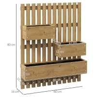 Outsunny Wand-Blumenkasten mit 3 massiven abnehmbaren Holzkästen 60 x 16 x 80 cm(m-3)