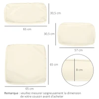 Outsunny Set mit 14 Ersatzbezügen für Gartenmöbelkissen - 6 Sitzkissenbezüge, 8 Rückenkissenbezüge - Reißverschluss Polyester wasserabweisend Beige(m-3)