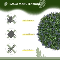 HOMCOM Set di 2 Piante Artificiali a Sfera con Fiori di Lavanda per Casa e Giardino Ø42 cm, Verde e Viola(m-5)