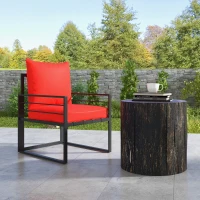 Outsunny Set aus 2 Sitz- und Rückenpolstern für Gartenstuhl Liegestuhl Innen- und Außenbereich aus Polyester Rot(m-2)