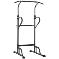 HOMCOM Multifunktionale Trainingsstation Klimmzugstange Römischer Stuhl höhenverstellbar Stahl Schwarz Rot(m-6)