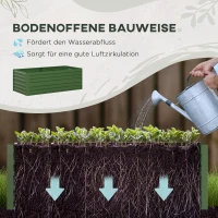 Outsunny Plantenkuip, Handige Bloemenbed voor het Planten, Verzorgen en Kweken, Verhoogd Bed, Staal, Groen(m-4)
