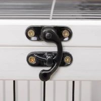 PawHut Kaninchenstall auf Rollen, 2 Etagen, abschließbare Tür, abschließbares Schiebedach, rutschfeste Rampe, Braun-Weiß(m-4)