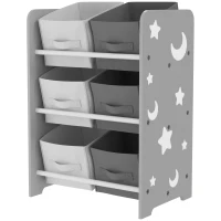 AIYAPLAY Estante para Brinquedos com 6 Caixas de Tecido não Tecido Amovíveis Organizador de Brinquedos para 43x30x60 cm Cinza(m-11)