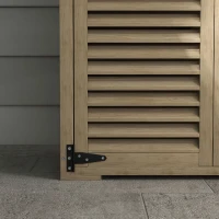 Outsunny Gartenschrank Geräteschuppen aus Holz 2 Regale Bitumendach Lamellentüren abschließbar 75 x 50 x 118(m-5)