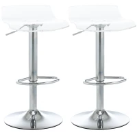 HOMCOM Set mit 2 zeitgenössischen Design-Barhockern, transparente Acryl-Sitzfläche und verchromtes Metallgestell - 360° drehbar - höhenverstellbar mit Fußstützen - transparent(m-6)