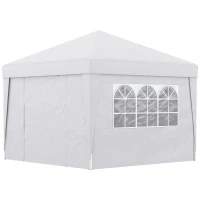Outsunny Faltbarer Gartenpavillon 3 x 3 x 2,75 m UV-Schutz 30+ mit Fenstern + Seitenwänden + Transporttasche Weiß(m-1)