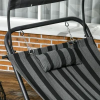 Outsunny Liegestuhl Sonnenbad Liege aus Stahl und Polyester mit Dach Kissen und Rollen Maße 240L x 92B x 148H cm(m-4)