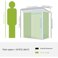 Outsunny Gartenschuppen - Geräteschuppen 1,26 m² - Mülltonnenunterstand - 2 abschließbare Türen - Abmessungen 147L x 86B x 134H cm - Stahlblech Schwarz Weiß(m-3)