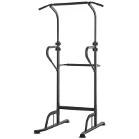 HOMCOM Multifunktionale Trainingsstation Klimmzugstange Römischer Stuhl höhenverstellbar Stahl Schwarz Rot(m-1)