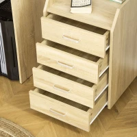 Vinsetto Rollcontainer Büro Aufbewahrung auf Rollen 4 Schubladen MDF und Spanplatten 40L x 36B x 65H cm natürlich(m-4)