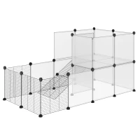 PawHut Kleintiergehege DIY Design modularer Käfig für Meerschweinchen Kaninchen Chinchillas kleine Haustiere 27 Paneele Schwarz(m-1)
