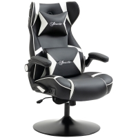 Vinsetto Chaise de gaming, fauteuil de gaming, haut-parleurs intégrés, dossier inclinable, noir+blanc, 69 x 73 x 118cm
