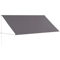 Outsunny Markise manuell ausziehbares Vordach Einstellbarer Neigungswinkel 300 x 120 cm UV-Schutz Aluminium Polyester Dunkelgrau(m-6)