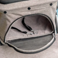 PawHut Faltbare Buggy-Haustiertransporttasche für Hunde und Katzen mit Korb und Aufbewahrungstasche, Sicherheitsclips, verstellbare Abdeckung aus Oxford-Stahl in Braun Schwarz(m-5)