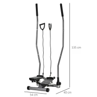 HOMCOM Stepper mit Griffen und Extensoren Fitnessgerät mit LCD-Display aus Stahl ABS 54 x 40 x 135 cm Schwarz und Silber(m-3)