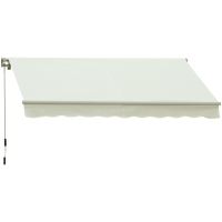 Outsunny Markise Manuell einziehbarer verstellbarer Winkel aus Aluminium Polyester wasserdicht 3 m L x 2,5 m B Creme