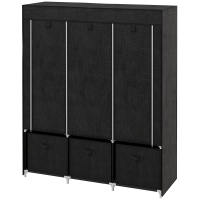 HOMCOM Armoire de rangement en tissu pliable avec 5 étagères, 2 tringles et 3 tiroirs en tissu 125L x 43l x 162.5H cm