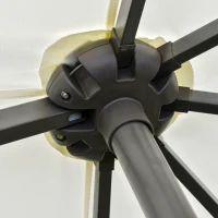 XXL-Gartenschirm, großer Sonnenschirm 4,6L x 2,7B x 2,4H m, Kurbelöffnung und -schließung, Stahl, hochdichtes Polyester, Gewichtssäcke und Sonnenschirmsockel inklusive, Creme(m-4)