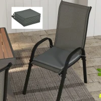 Outsunny Set mit 6 Gartenstuhlkissen Outdoor Polsterung 3 cm Polyesterstoff Maße 42L x 42B cm Dunkelgrau(m-2)